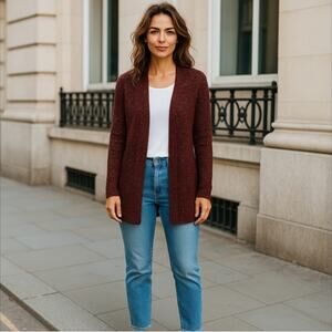 Maurices Burgundy Open Front Knit Cardigan Sweater Size S